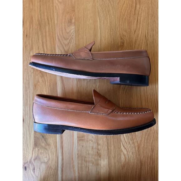 G.H. Bass Weejuns Men's Logan Flat Strap Leather Penny Loafer Tan Size 10 - Picture 4 of 14